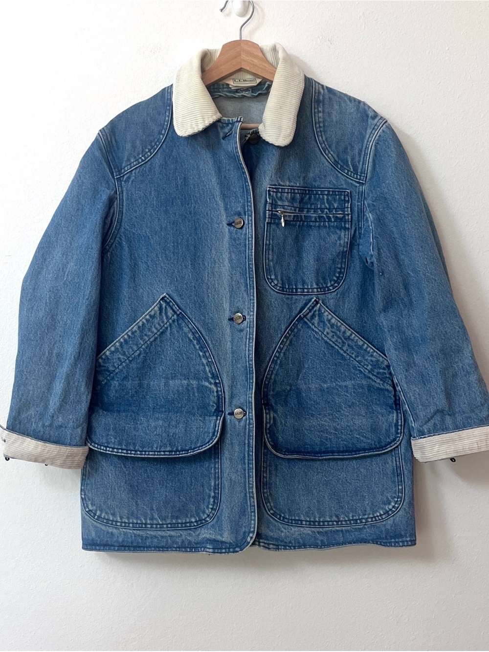 Vintage L.L.Bean Denim Barn Jacket / Chore Coat with Liner